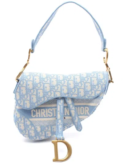 Pre-owned Dior 2020s Oblique Saddle Handbag In Blue