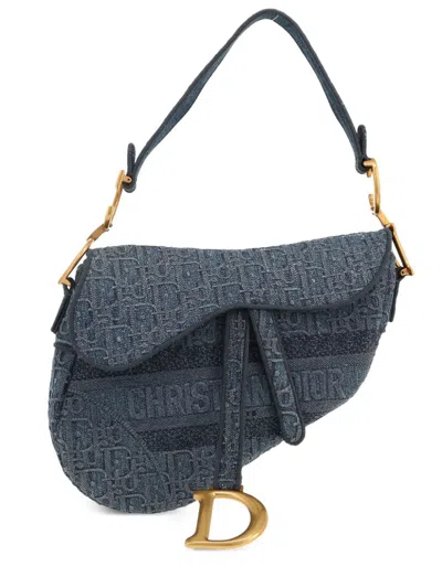 Pre-owned Dior 2020s Oblique Saddle Shoulder Bag In 蓝色