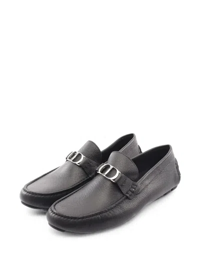 Pre-owned Dior 2020s Odéon Cd Loafers In Black