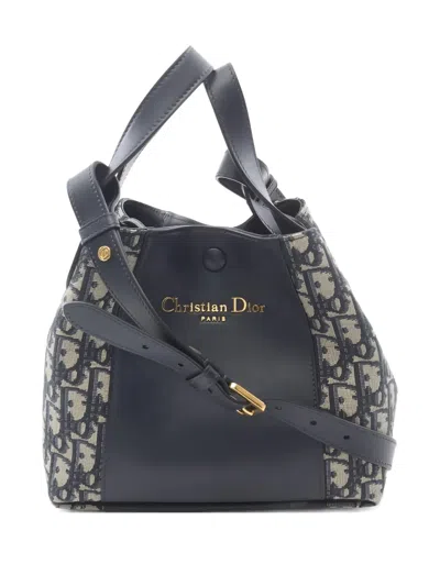 Pre-owned Dior 2020s Signature Oblique Bucket Bag In Blue