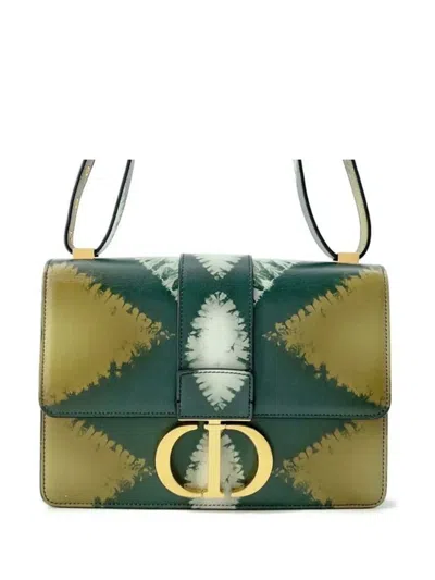 Pre-owned Dior 2021-2024 Calfskin Tie Dye 30 Montaigne Flap Crossbody Bag In Green