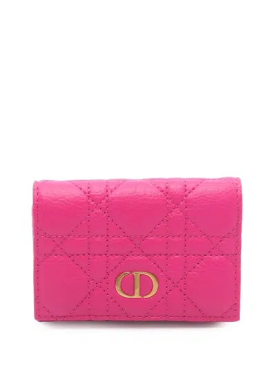 Pre-owned Dior 2021-2025 Cannage Wallet Small Wallets In Pink