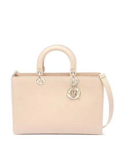 Pre-owned Dior 2021-2025 Large Bullcalf Lady D Sire Satchel In Brown