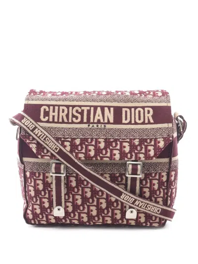 Pre-owned Dior 2021-2025 Large Oblique Canvas Camp Messenger Bag Crossbody Bag In Red