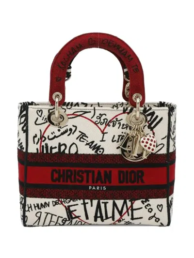 Pre-owned Dior 2021-2025 Medium Canvas Amour Graffiti Lady D Lite Satchel