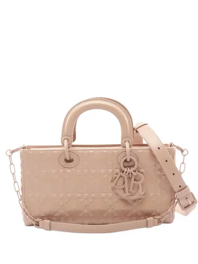 Pre-owned Dior 2021-2025 Medium Ultra Matte Calfskin Cannage Lady D-joy Satchel In Pink