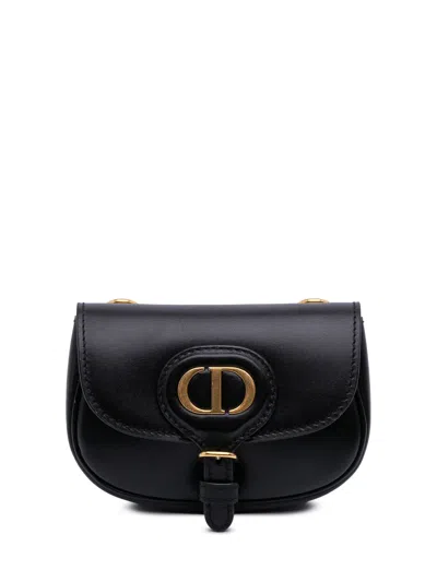 Pre-owned Dior 2021-2025 Micro Leather Bobby Crossbody Bag In Black