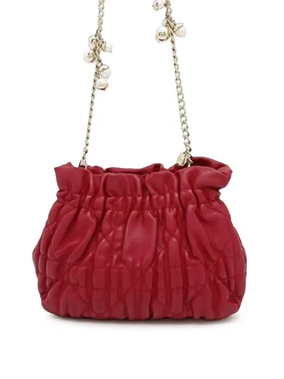 Pre-owned Dior 2021-2025 Mini Lambskin Cannage Gaufre Delices Bag Crossbody Bag In Red