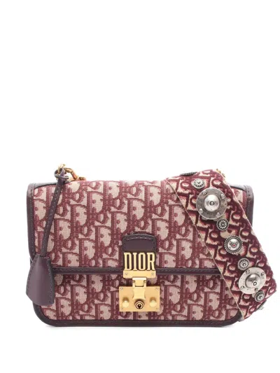 Pre-owned Dior 2021-2025 Oblique Canvas Addict Flap Crossbody Bag In Red