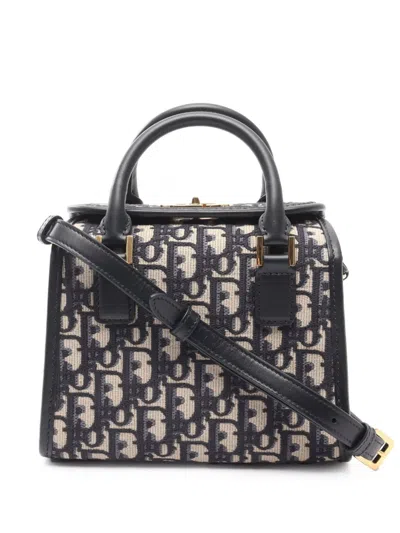Pre-owned Dior 2021-2025 Oblique Canvas Satchel In Blue