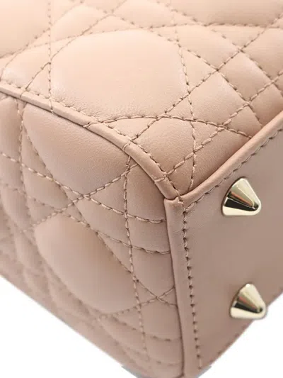 Pre-owned Dior 2021-2025 Small Calfskin Cannage My Abc Lady  Satchel In Pink