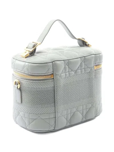 Pre-owned Dior 2021-2025 Small Leather Cannage Travel Vanity Case Satchel In Green