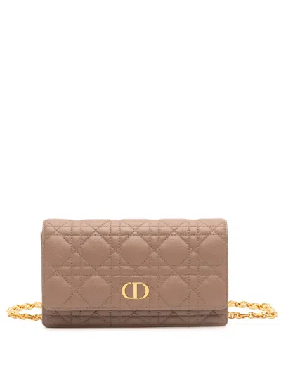 Pre-owned Dior 2021 Calfskin Cannage Caro Belt Bag In Brown