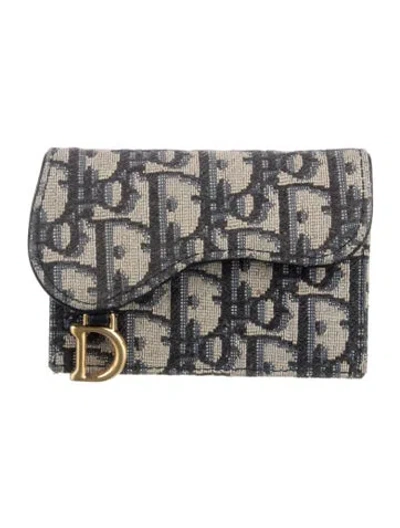 Pre-owned Dior 2021 Canvas Card Holder In Blue