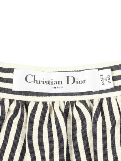 Pre-owned Dior 2021 Cruise Striped Linen Midi Skirt In Neutrals