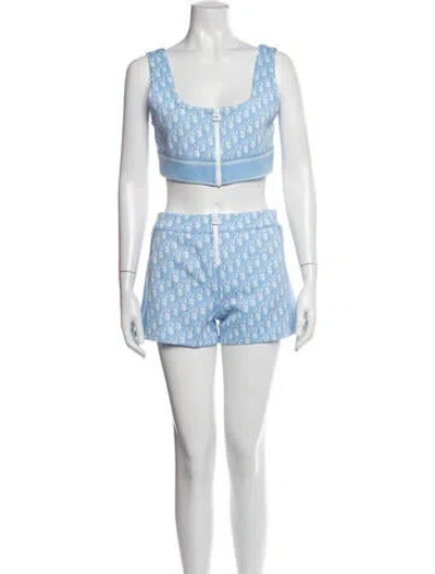 Pre-owned Dior 2021 Graphic Print Short Set In Blue