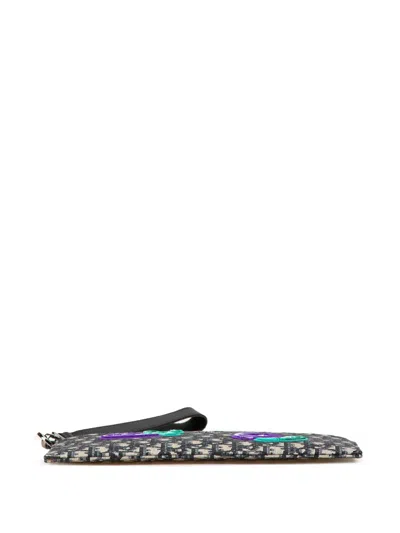 Pre-owned Dior 2021 Kenny Scharf Oblique Canvas A5 Pouch Clutch Bag