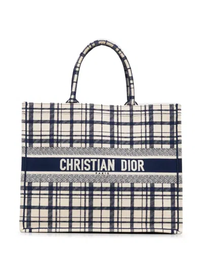 Pre-owned Dior 2021 Large Check N  Book Tote Bag In Blue