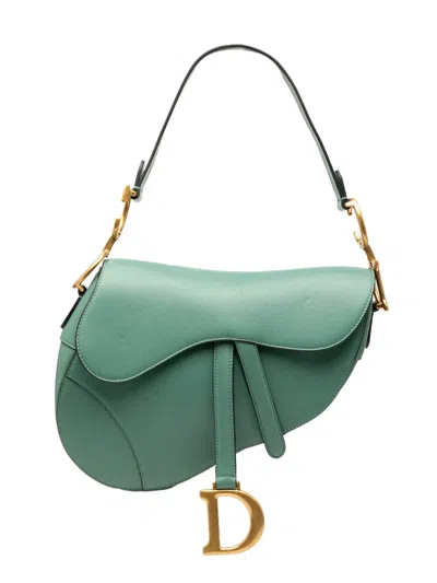 Pre-owned Dior 2021 Leather Saddle Bag Shoulder Bag In Green