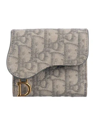 Pre-owned Dior 2021 Lotus Wallet In Grey