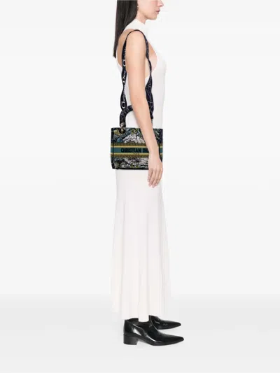 Pre-owned Dior 2021 Medium Canvas Embroidered Zodiac Lady D Lite Satchel