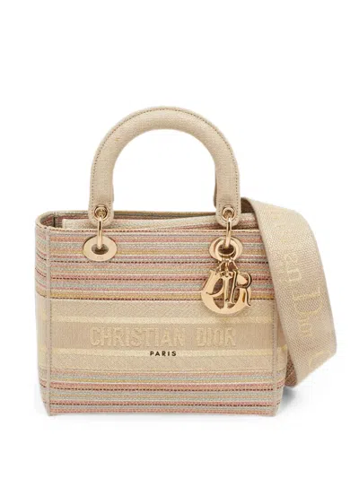 Pre-owned Dior 2021 Medium Lady D-lite Tote Bag In Neutral
