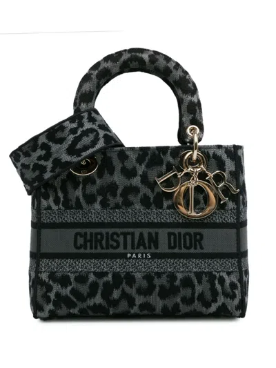 Pre-owned Dior 2021 Medium Mizza Lady D-lite Satchel In Grey