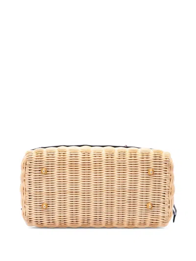 Pre-owned Dior 2021 Medium Wicker Oblique Lady  Satchel In Brown