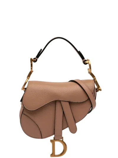 Pre-owned Dior 2021 Micro Goatskin Saddle Bag Satchel In Brown