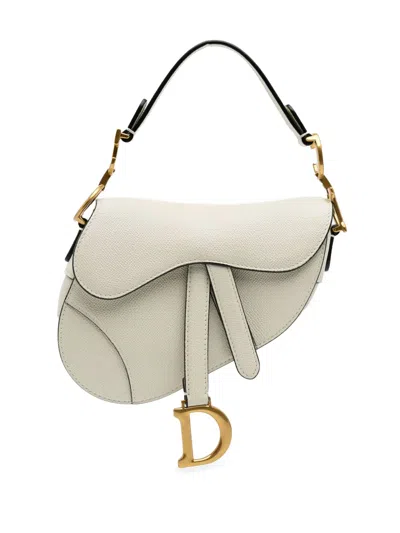 Pre-owned Dior 2021 Mini Grained Calfskin Saddle Bag Satchel