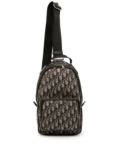 Pre-owned Dior 2021 Mini Oblique Canvas Rider Sling Bag Crossbody Bag In Blue