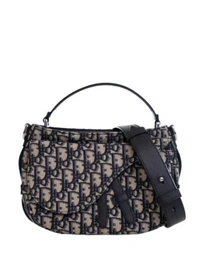 Pre-owned Dior 2021 Mini Oblique Canvas Soft Saddle Satchel