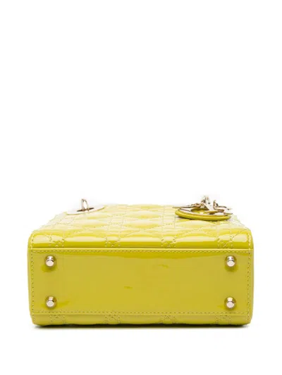 Pre-owned Dior 2021 Mini Patent Cannage Lady  Satchel In Green