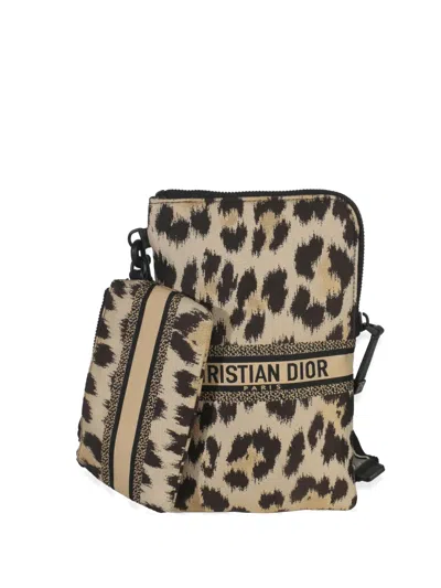 Pre-owned Dior 2021 Mizza Animal-pattern Make-up Bag In Neutral