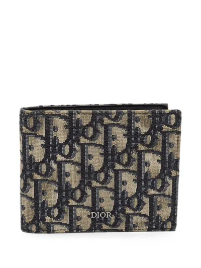 Pre-owned Dior 2021 Oblique Bifold Wallet In Neutral