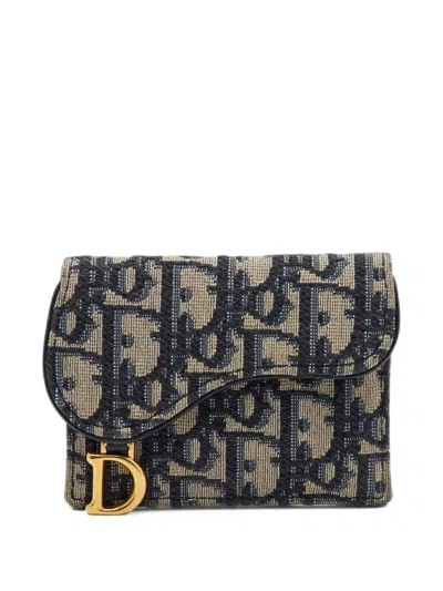 Pre-owned Dior 2021 Oblique Card Case In Blue