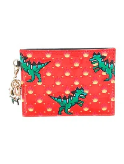 Pre-owned Dior 2021 Patent Leather Card Holder In Red