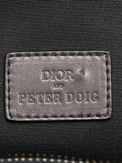 Pre-owned Dior 2021 Peter Doig Canvas Camouflage Soft Saddle Bag Satchel In Brown