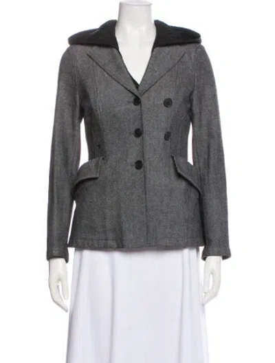 Pre-owned Dior 2021 Plaid Print Blazer In Gray