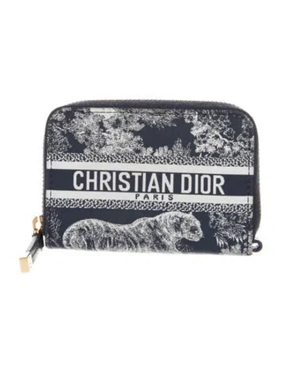 Pre-owned Dior 2021 Printed Compact Wallet In Blue