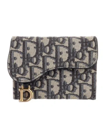 Pre-owned Dior 2021 Saddle 5-gusset Compact Wallet In Neutral