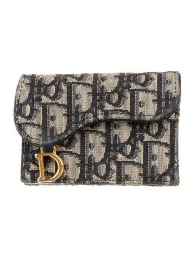 Pre-owned Dior 2021 Saddle Bloom Card Holder Wallet In Neutral