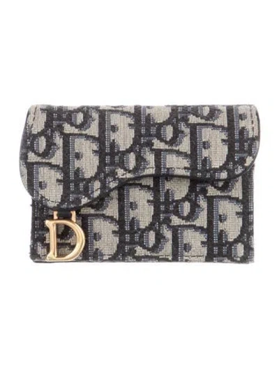 Pre-owned Dior 2021 Saddle Compact Compact Wallet In Blue