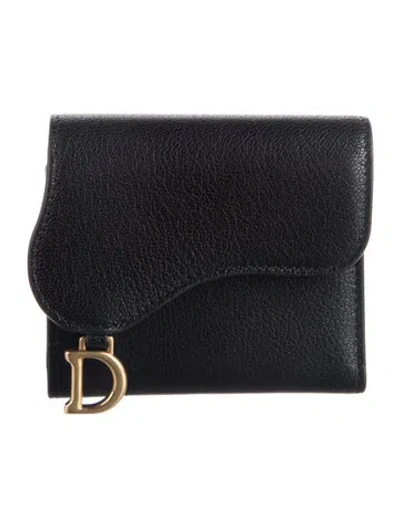 Pre-owned Dior 2021 Saddle Lotus Wallet In Black