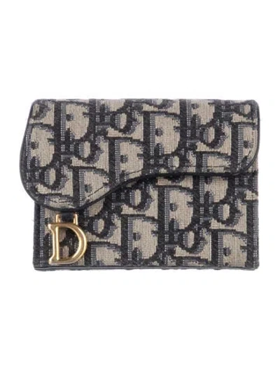 Pre-owned Dior 2021 Saddle Wallet In Blue/neutrals