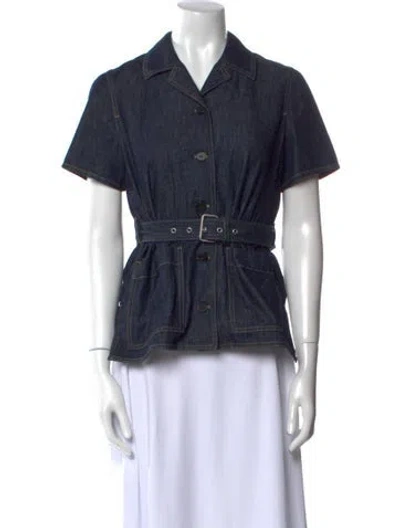 Pre-owned Dior 2021 Short Sleeve Button-up Top In Blue