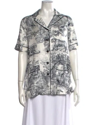 Pre-owned Dior 2021 Silk Top In Blue/white