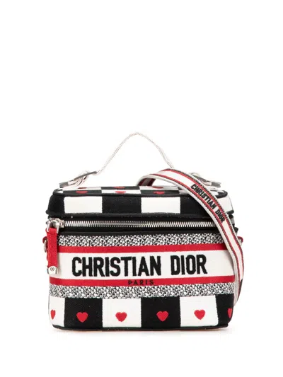Pre-owned Dior 2021 Small Canvas Embroidered D Royaume D Amour Travel Case Vanity Bag