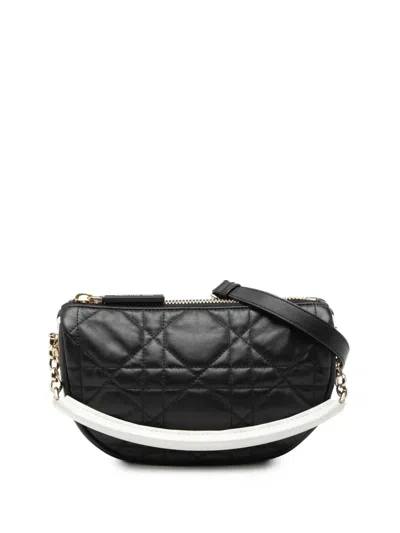 Pre-owned Dior 2021 Small Lambskin Cannage  Vibe Hobo Satchel In Black