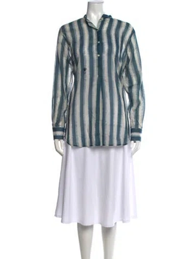 Pre-owned Dior 2021 Striped Button-up Top In Blue